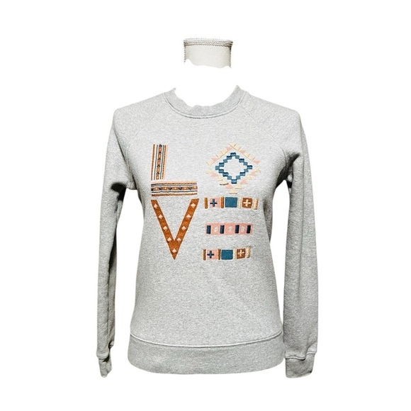 FAHERTY WOMEN’S GRAY LOVE SWEATSHIRT WITH EMBROIDERY SIZE XS - Picture 1 of 12